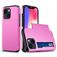 Mobigear Card Coque iPhone 15 Coque arrière Rigide Anti-Chocs avec Porte-Cartes - Rose