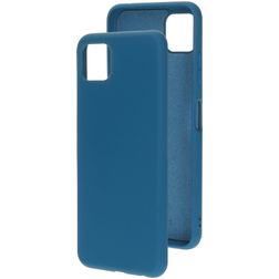Mobiparts Coque Samsung Galaxy A22 5G Coque arrière en Silicone - Blueberry Blue
