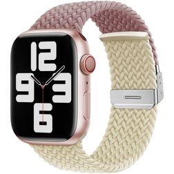 Mobigear Braided Dual Bracelet Nylon pour Apple Watch Fermeture à pince - 49/46/45/44 mm - Violet / Lumière stellaire