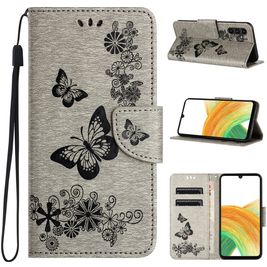 Mobigear Butterfly Housse Samsung Galaxy A35 Etui Porte-Monnaie - Gris