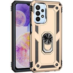 Mobigear Armor Ring Samsung Galaxy A23 Plastique rigide Coque arrière Antichoc avec bague de maintien - Or