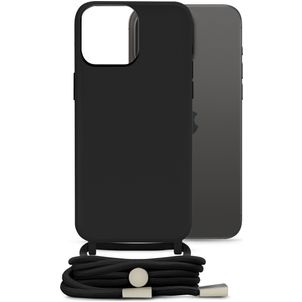 Mobilize Lanyard Gelly iPhone 15 Pro Max Coque avec cordon en TPU Souple - Noir
