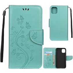 Mobigear Flowers Housse iPhone 11 Pro Etui Porte-Monnaie - Turquoise
