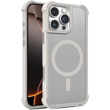 Mobigear Armor Shield Coque iPhone 16 Pro MagSafe Coque arrière Rigide - Gris