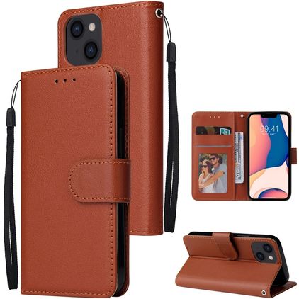Mobigear Wallet iPhone 14 Étui Portefeuille - Marron