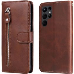 Mobigear Zipper Housse Samsung Galaxy S23 Ultra Etui Porte-Monnaie - Marron