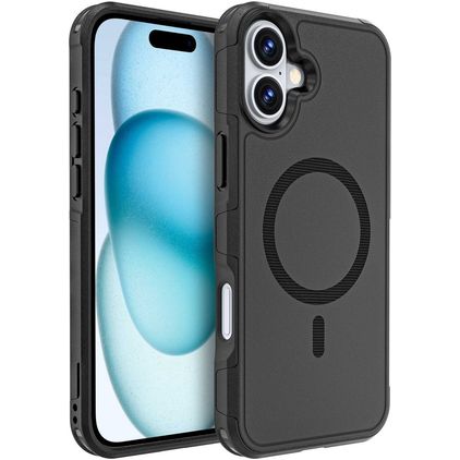 Mobigear Traveller Coque iPhone 16 Plus MagSafe Coque arrière Rigide Anti-Chocs - Noir