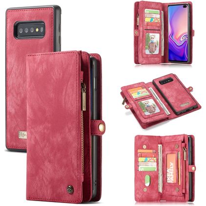 Caseme 008 Housse Samsung Galaxy S10 Etui avec Coque Détachable Porte-Monnaie - Rouge