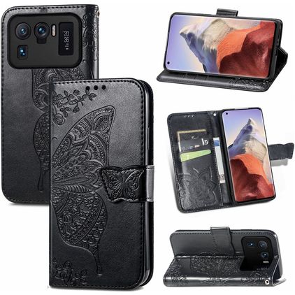 Mobigear Butterfly Housse Xiaomi Mi 11 Ultra Etui Porte-Monnaie - Noir
