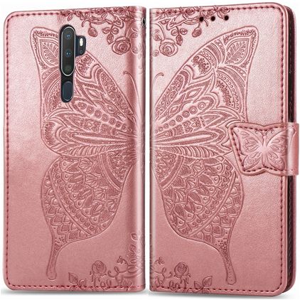 Mobigear Butterfly Housse OPPO A5 (2020) Etui Porte-Monnaie - Rose doré