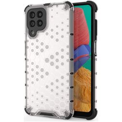 Mobigear Honeycomb Coque Samsung Galaxy M33 Coque arrière Rigide Anti-Chocs - Blanc