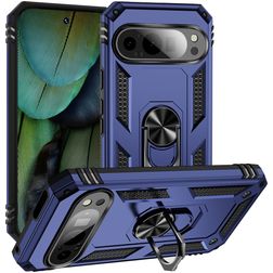 Mobigear Armor Ring Coque Google Pixel 9 Coque arrière Rigide Anti-Chocs avec Anneau-Support - Bleu