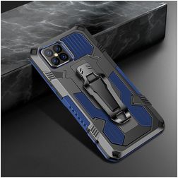 Mobigear Armor Stand iPhone 12 Pro Max Plastique rigide Coque arrière Antichoc avec béquille - Noir / Bleu