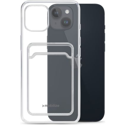 Mobilize Gelly Card Coque Transparente iPhone 14 Plus Coque arrière en TPU Souple avec Porte-Cartes - Transparent