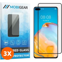 Mobigear Premium Huawei P40 Verre trempé Protection d'écran - Compatible Coque - Noir (Lot de 3)