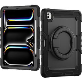 Mobilize Rotating Defender Coque iPad Pro 13 Pouces (2025) Coque arrière en Plastique rigide,Silicone + Bandoulière + Support Amovible - Noir Mobilize Rotating Defender Coque iPad Pro 13 Pouces (2025) Coque arrière en Plastique rigide,Silicone + Bandoulière + Support Amovible - Noir
