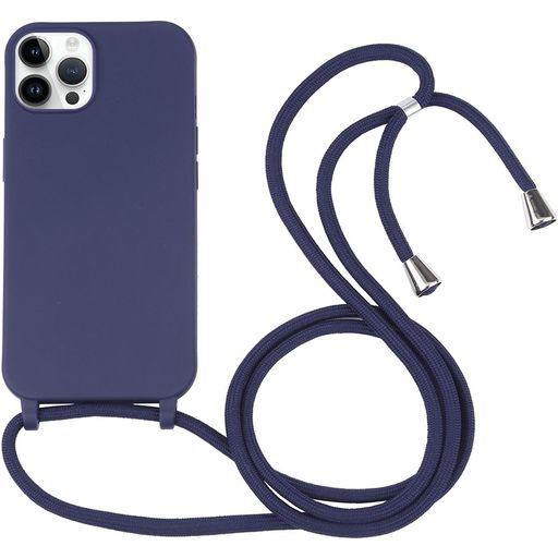 Mobigear Lanyard iPhone 16 Pro Coque avec cordon en Silicone - Dark Blue