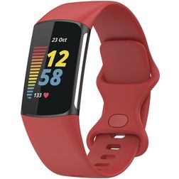 Mobigear Sport Dual Bracelet Silicone Fitbit Charge 5 Fermeture à clou et passant - Rouge