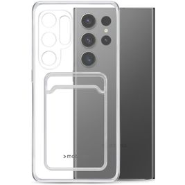 Mobilize Gelly Card Coque Transparente Samsung Galaxy S23 Ultra Coque arrière en TPU Souple avec Porte-Cartes - Transparent