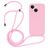 Mobigear Lanyard iPhone 14 Coque avec cordon en Silicone - Rose