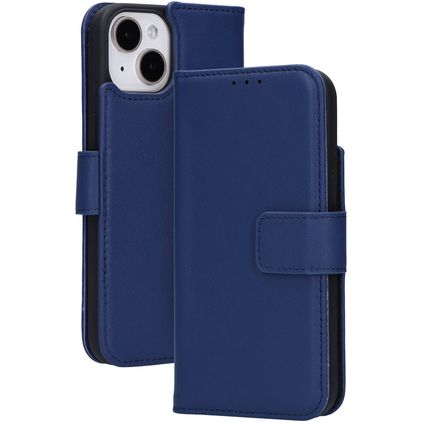 Mobiparts Wallet Housse iPhone 15 MagSafe Etui en Cuir Véritable Porte-Monnaie - Bleu
