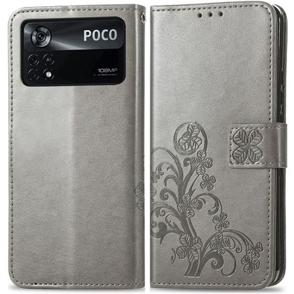Mobigear Clover Housse POCO X4 Pro 5G Etui Porte-Monnaie - Gris