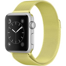 Mobigear Color Loop Bracelet Milanais Apple Watch Fermeture magnétique - 49/46/45/44 mm - Jaune