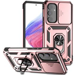 Mobigear Armor Ring Cam Slide Coque Samsung Galaxy A54 Coque arrière Rigide Anti-Chocs avec Anneau-Support et Protecteur Lentilles - Rose doré