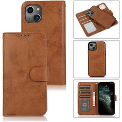 Mobigear Wallet Housse iPhone 13 Pro Max Etui avec Coque Détachable Porte-Monnaie - Marron