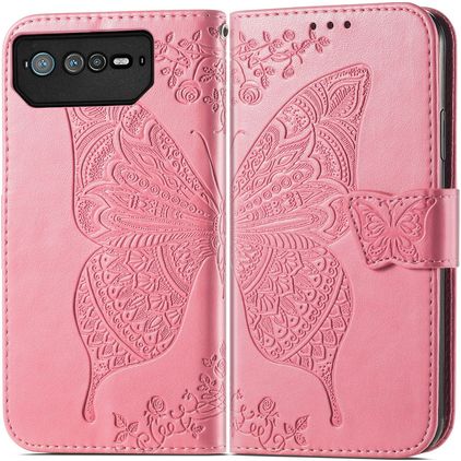 Mobigear Butterfly Housse ASUS ROG Phone 6 Etui Porte-Monnaie - Rose