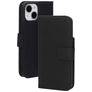 Mobiparts Wallet Housse iPhone 15 MagSafe Etui en Cuir Véritable Porte-Monnaie - Noir