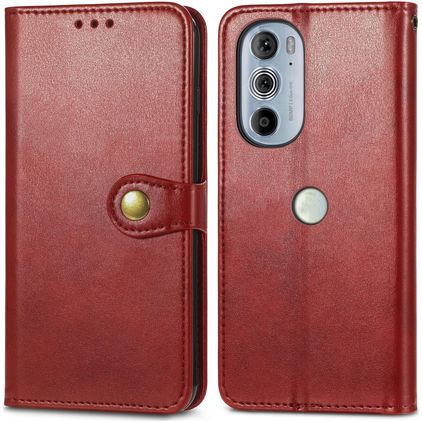 Mobigear Snap Button Housse Motorola Edge 30 Pro Etui Porte-Monnaie - Rouge