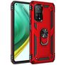 Mobigear Armor Ring Xiaomi Mi 10T Pro Plastique rigide Coque arrière Antichoc avec bague de maintien - Rouge