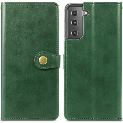 Mobigear Snap Button Samsung Galaxy S21 Plus Étui Portefeuille - Vert