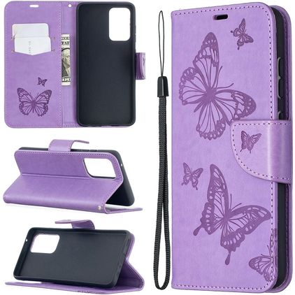 Mobigear Butterfly Housse Samsung Galaxy A52 Etui Porte-Monnaie - Violet