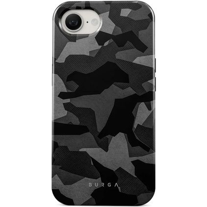 Burga Tough Coque iPhone 16e Coque arrière Rigide Anti-Chocs - Night Black Camo