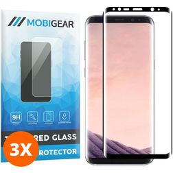Mobigear Premium Samsung Galaxy S8 Plus Verre trempé Protection d'écran - Compatible Coque - Noir (Lot de 3)