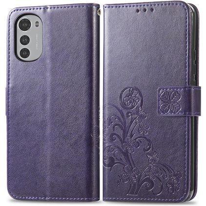 Mobigear Clover Housse Motorola Moto E32 Etui Porte-Monnaie - Violet