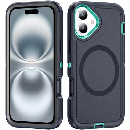 Mobigear Rugged Mag Coque iPhone 16 Plus MagSafe Coque arrière Rigide Anti-Chocs - Dark Blue