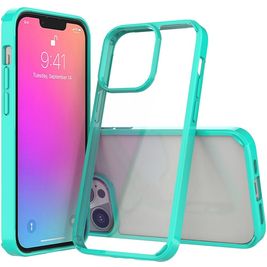 Mobigear Crystal Coque iPhone 13 Pro Coque arrière Rigide - Transparent / Turquoise