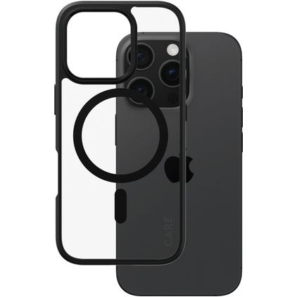 CARE by PanzerGlass Flagship Coque iPhone 16 Pro MagSafe Coque arrière Rigide - Transparent / Noir