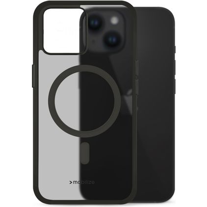 Mobilize Hybrid iPhone 14 MagSafe Plastique rigide Coque arrière Antichoc - Noir