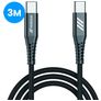 Mobigear Nylon - Câble USB-C vers USB-C 3 mètres - Noir