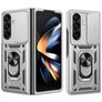 Mobigear Armor Ring Cam Slide Coque Samsung Galaxy Z Fold 8 Ultra Coque arrière Rigide Anti-Chocs avec Anneau-Support et Protecteur Lentilles - Argent