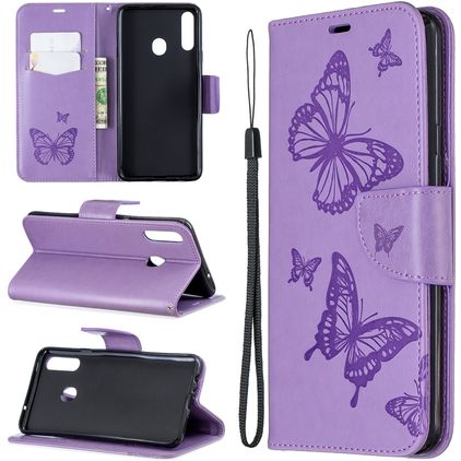 Mobigear Butterfly Housse Samsung Galaxy A20s Etui Porte-Monnaie - Violet