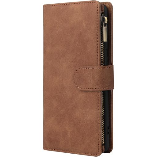 Mobigear Zipper Housse Samsung Galaxy A71 Etui Porte-Monnaie - Marron
