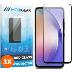 Mobigear Premium Samsung Galaxy A54 Verre trempé Protection d'écran - Compatible Coque - Noir (Lot de 3)