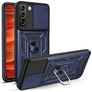 Mobigear Armor Ring Cam Slide Coque Samsung Galaxy S22 Coque arrière Rigide Anti-Chocs avec Anneau-Support et Protecteur Lentilles - Bleu
