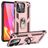 Mobigear Armor Ring Xiaomi Redmi 10C Plastique rigide Coque arrière Antichoc avec bague de maintien - Rose doré