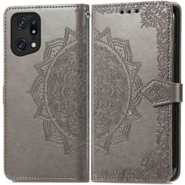 Mobigear Mandala Housse OPPO Find X5 Pro Etui Porte-Monnaie - Gris